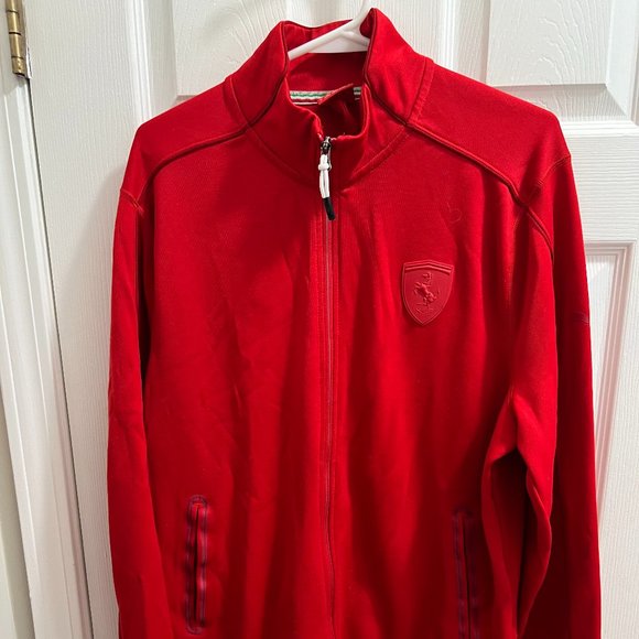 Puma Ferrari Scuderia Men's Red Sportlifestyle Ferrari Full Zip Track Jacket